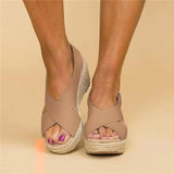 Women's Espadrille Wedge Sandals - Crisscross Platform Heels