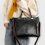 Tote Bag with Front Zip Pockets and Crossbody Strap