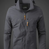 Men's Hooded Jacket – Full-Zip Outdoor Style with Stand Collar and Zippered Chest Pocket
