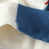 Patchwork Cable Knit Sweater with Round Neck