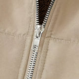 Faux Fur Lined Hooded Jacket with Zip Front and Patch Pockets
