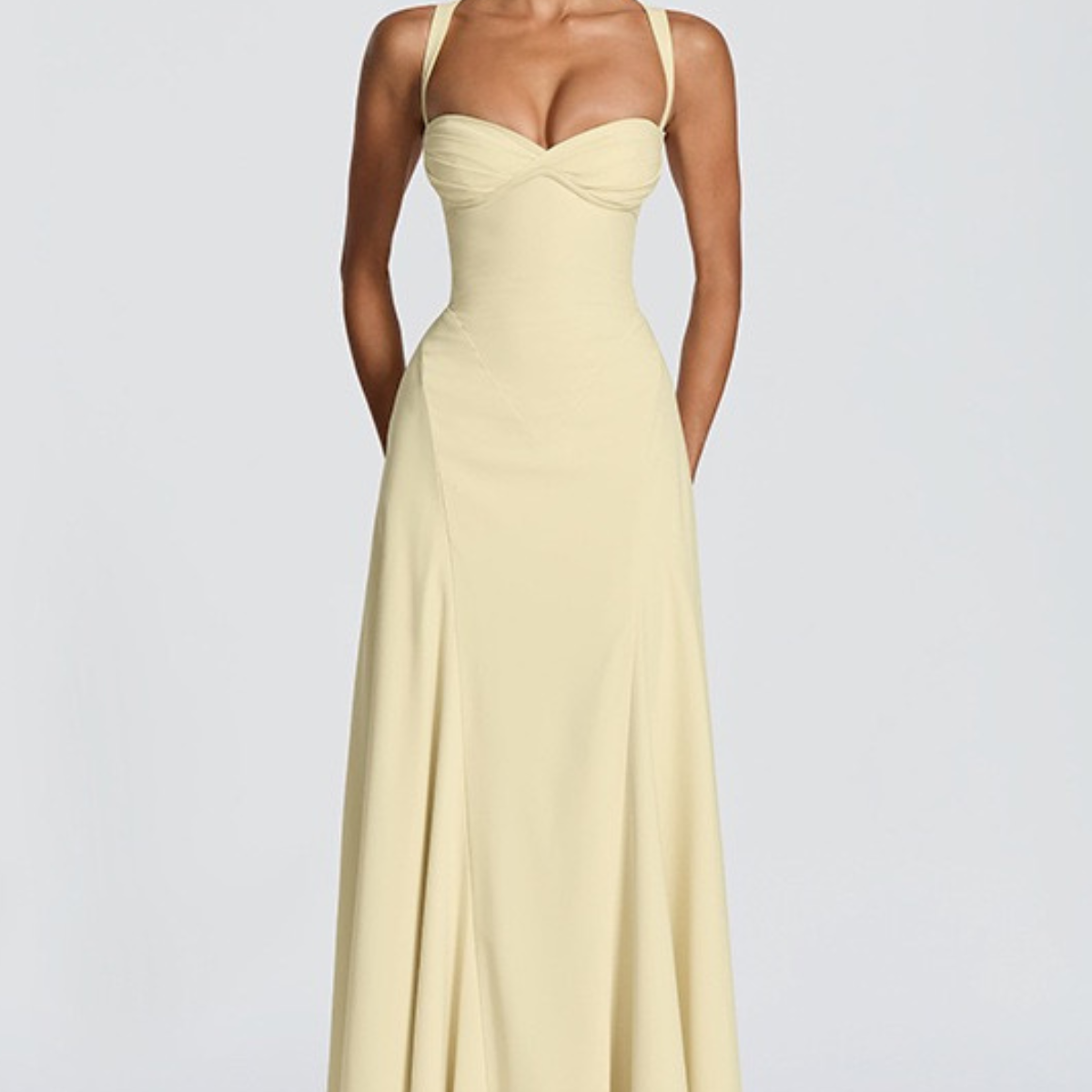 A-Line Maxi Dress with Sweetheart Neckline and Twist Front