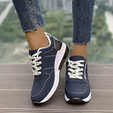 Wedge Lace-Up Sneakers with Side Zipper