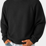 Men's Knit Sweater with Round Neck and Raglan Sleeves