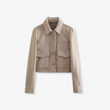 Cropped Trucker Jacket with Flap Pockets
