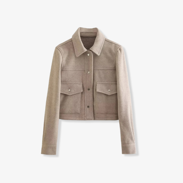 Cropped Trucker Jacket with Flap Pockets