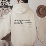 Women's Graphic Hoodie with Inspirational Quote Back Print and Long Sleeves