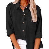 Oversized Button-Front Shirt with Chest Pocket and Long Sleeves