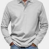 Long Sleeve Polo Shirt with Button Collar