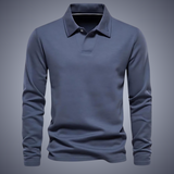 Long Sleeve Polo Shirt with Button Placket and Classic Collar