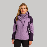 Women's Winter Jacket with Hood and Colour Block Design