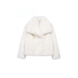 Cropped Faux Fur Jacket with Shawl Collar