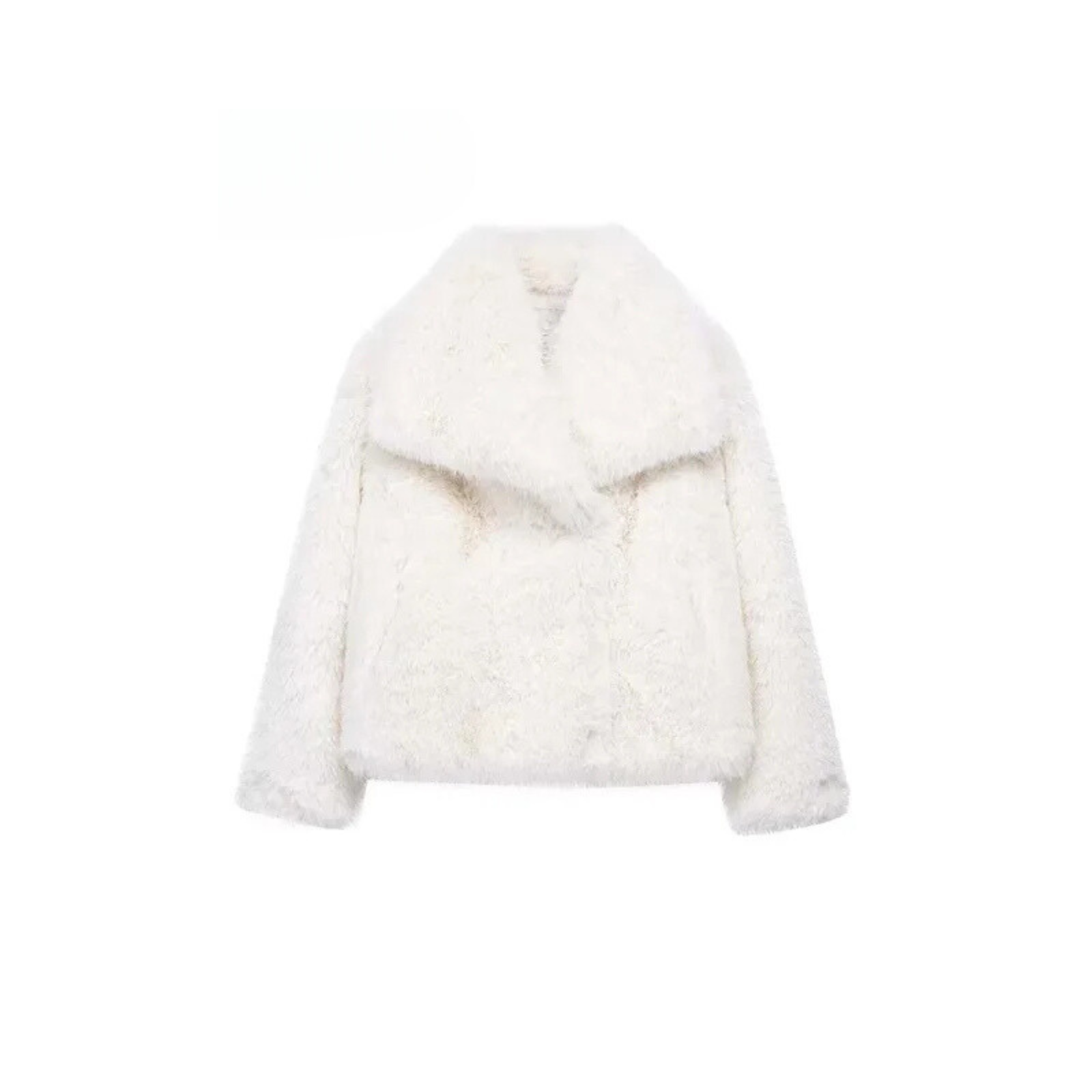 Cropped Faux Fur Jacket with Shawl Collar