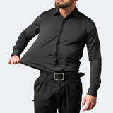 Men's Point Collar Button-Front Shirt with Stretch