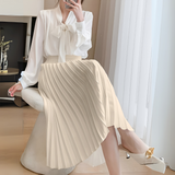 High-Waisted A-Line Pleated Midi Skirt