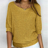 Knit Sweater with Batwing Sleeve and Ribbed Trim