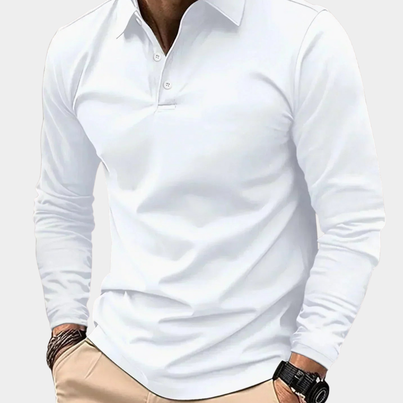 Long Sleeve Polo Shirt with Half Button