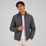 Full Zip Puffer Jacket with Stand Collar