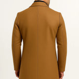 Men's Overcoat with Notched Lapel Collar and Single Breasted Button Front for Office Wear