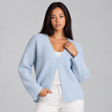 Ribbed Knit Cardigan with V-Neck and Button Front