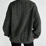 Quarter-Zip Fleece Pullover with Stand Collar and Long Sleeves