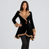 Fur Collar Jacket with Asymmetric Hem and Fur Cuffs