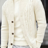 Cable Knit Cardigan with Shawl Collar and Button Front