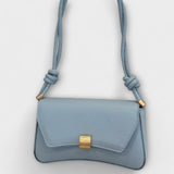 Flap Shoulder Bag with Knotted Strap and Metal Clasp