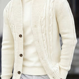 Cable Knit Cardigan with Shawl Collar and Button Front