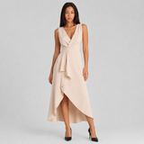Wrap Maxi Dress with V-Neck and Asymmetric Ruffle Hem