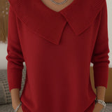 Collared Knit Sweater with Long Sleeves