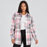 Plaid Button-Front Shirt Cardigan with Chest Pockets