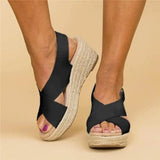 Women's Espadrille Wedge Sandals - Crisscross Platform Heels