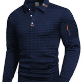 Textured Polo Sweater with Half Button and Zip Pocket