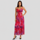 Cut-Out Wrap Maxi Dress with Spaghetti Straps