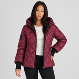 Hooded Diamond-Quilted Puffer Jacket with Zip Front