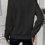 Textured Cable Knit Quarter Zip Sweater