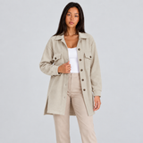 Oversized Button-Front Shirt Jacket with Flap Pockets