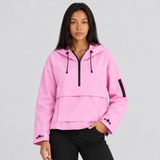 Women's Hooded Pullover Jacket with Half Zip and Front Flap Pocket
