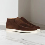 Suede High-Top Loafers with Stitched Moc Toe