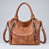 Shoulder Tote Bag with Crossbody Strap and Zip Pockets