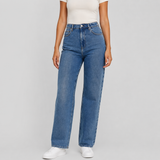 Straight-Leg Denim Jeans with High Waist