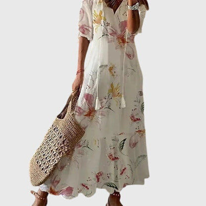 Camille | Boho Printed V-Neck Maxi Dress Women Summer Flowy