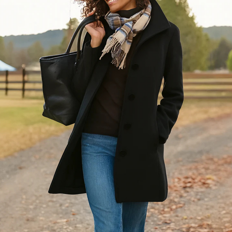 Wool Trench Coat with Button Front