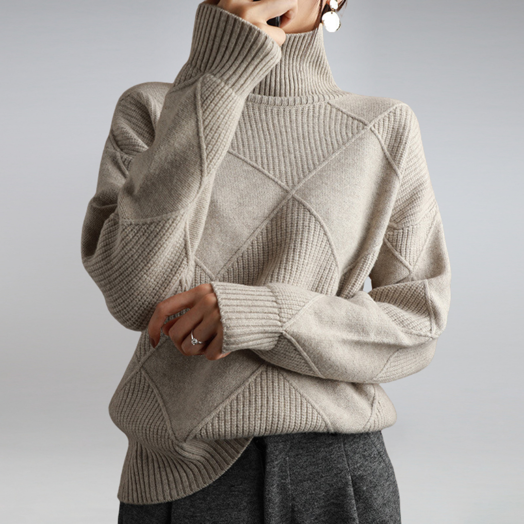 Turtleneck Sweater with Textured Knit Women