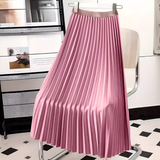 High-Waisted A-Line Pleated Midi Skirt