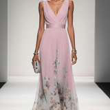Floral V-Neck Sleeveless Maxi Dress