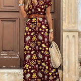 Belted Maxi Dress with V-Neck and Side Slit