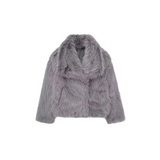 Cropped Faux Fur Jacket with Shawl Collar