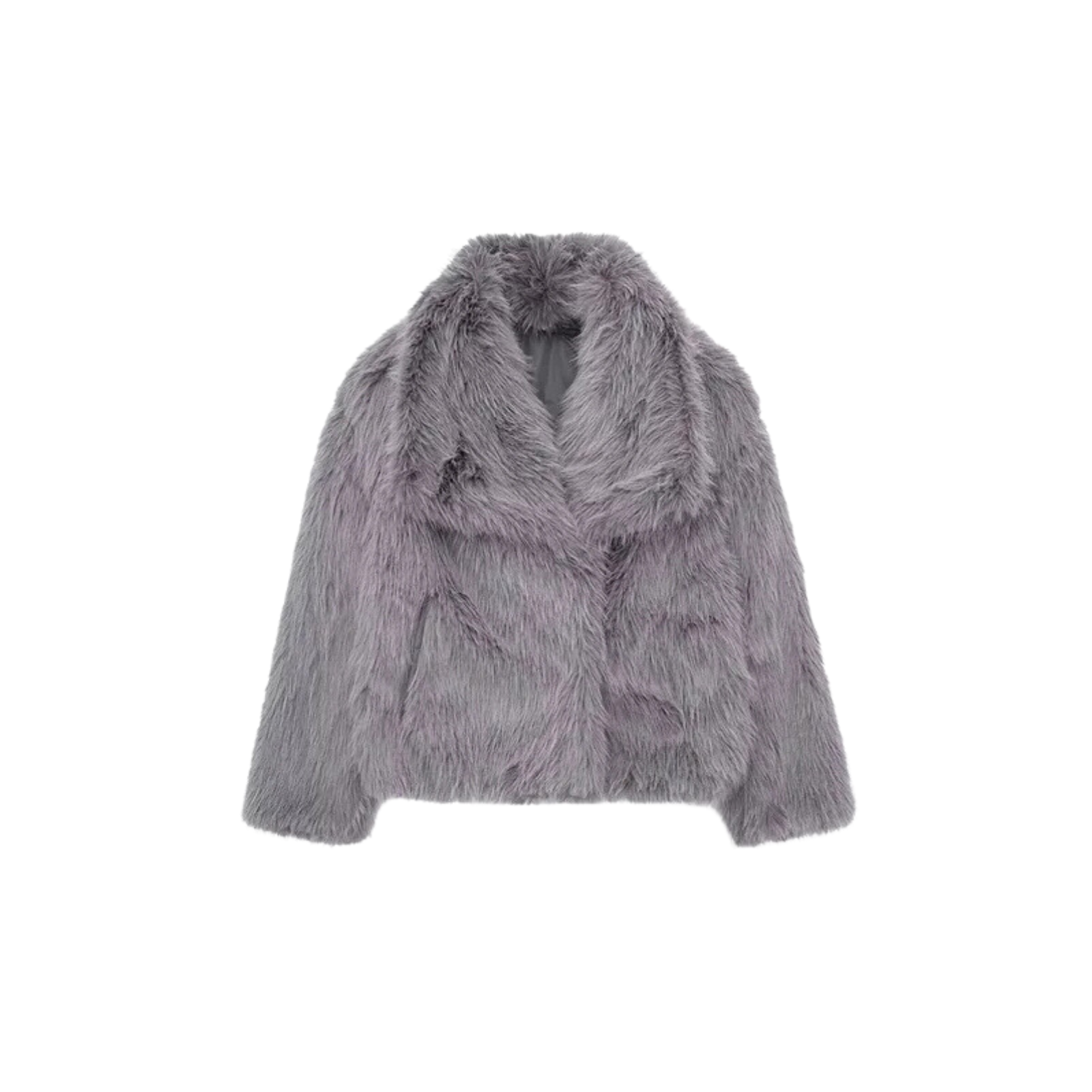 Cropped Faux Fur Jacket with Shawl Collar